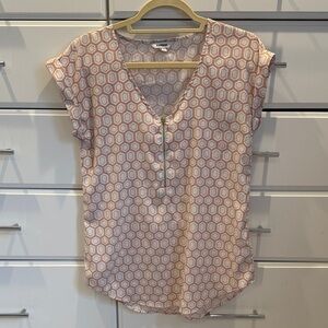 Express Pink Geometric V-Neck Blouse
